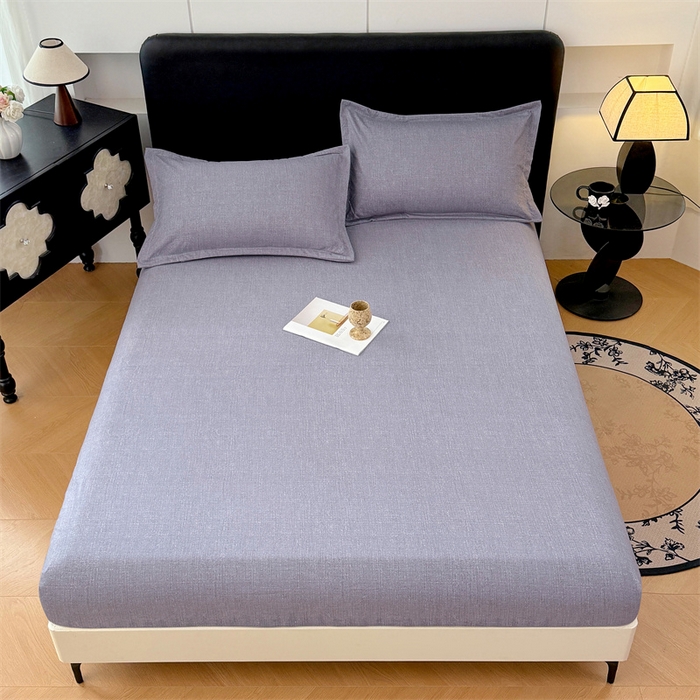 91家纺网 家纺一手货源 找家纺 梦舒羽 2025新款原麻床笠机洗家用防滑透气四季款床罩床垫床单保护套 冰雾灰