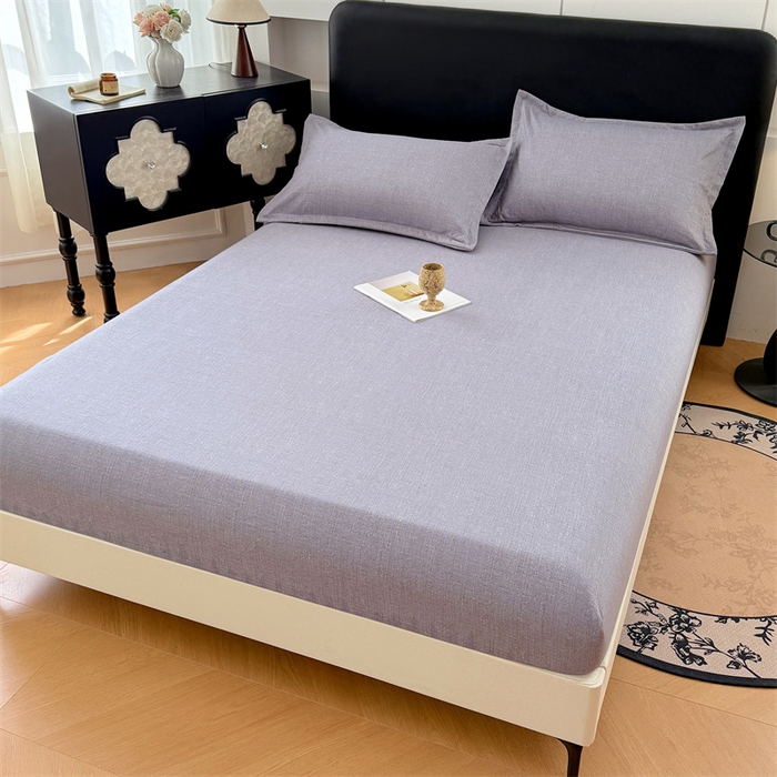 91家纺网 家纺一手货源 找家纺 梦舒羽 2025新款原麻床笠机洗家用防滑透气四季款床罩床垫床单保护套 冰雾灰