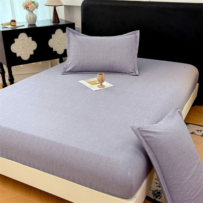 91家纺网 家纺一手货源 找家纺 梦舒羽 2025新款原麻床笠机洗家用防滑透气四季款床罩床垫床单保护套 冰雾灰