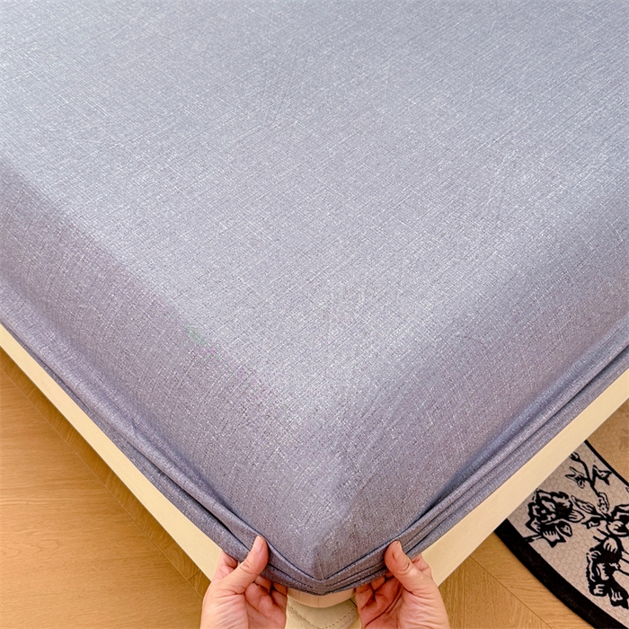 91家纺网 家纺一手货源 找家纺 梦舒羽 2025新款原麻床笠机洗家用防滑透气四季款床罩床垫床单保护套 冰雾灰