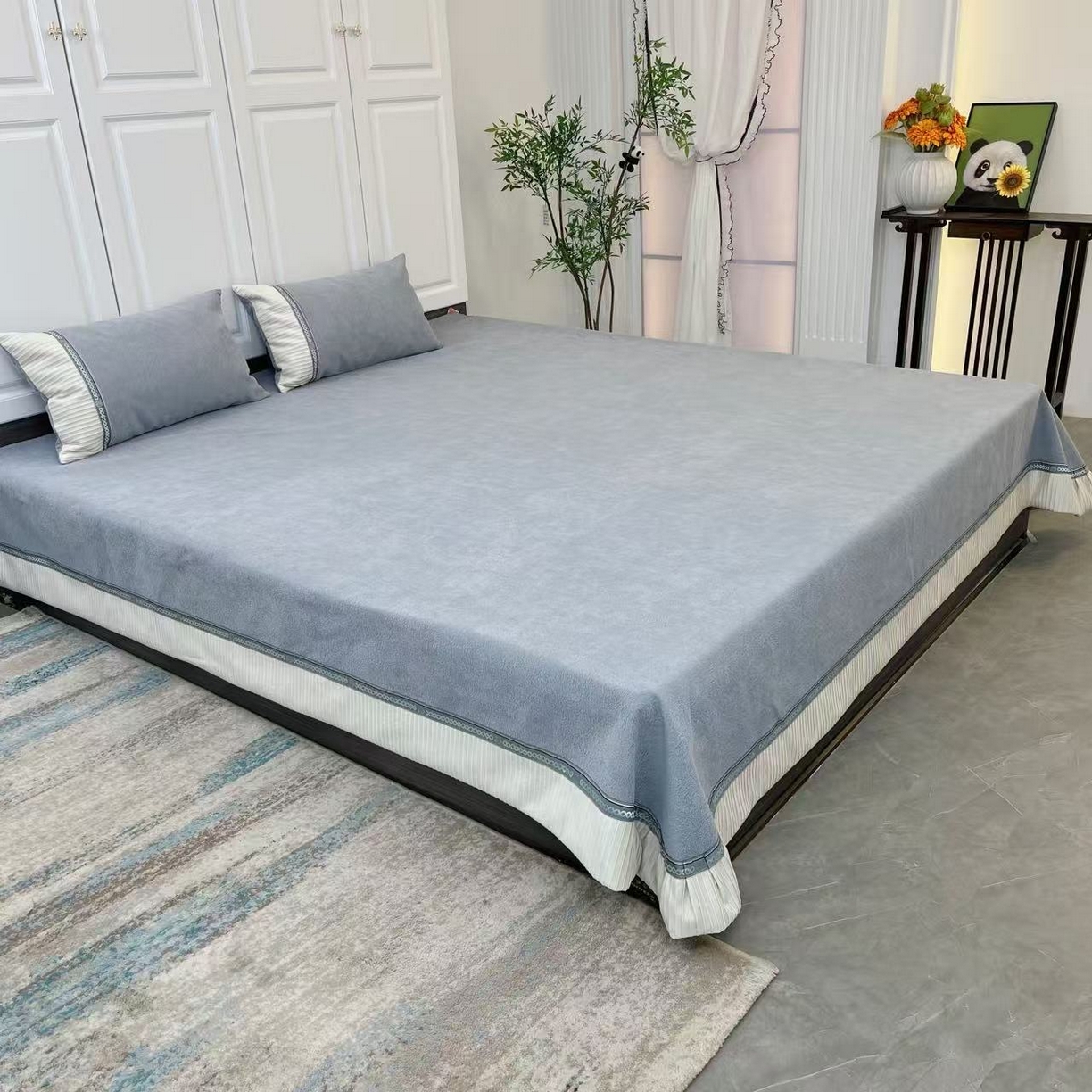 91家纺网 家纺一手货源 找家纺 （总）暖木杨 2025新款雪尼尔柔软亲肤床用床盖四季可用可机洗防滑耐磨-奶茶