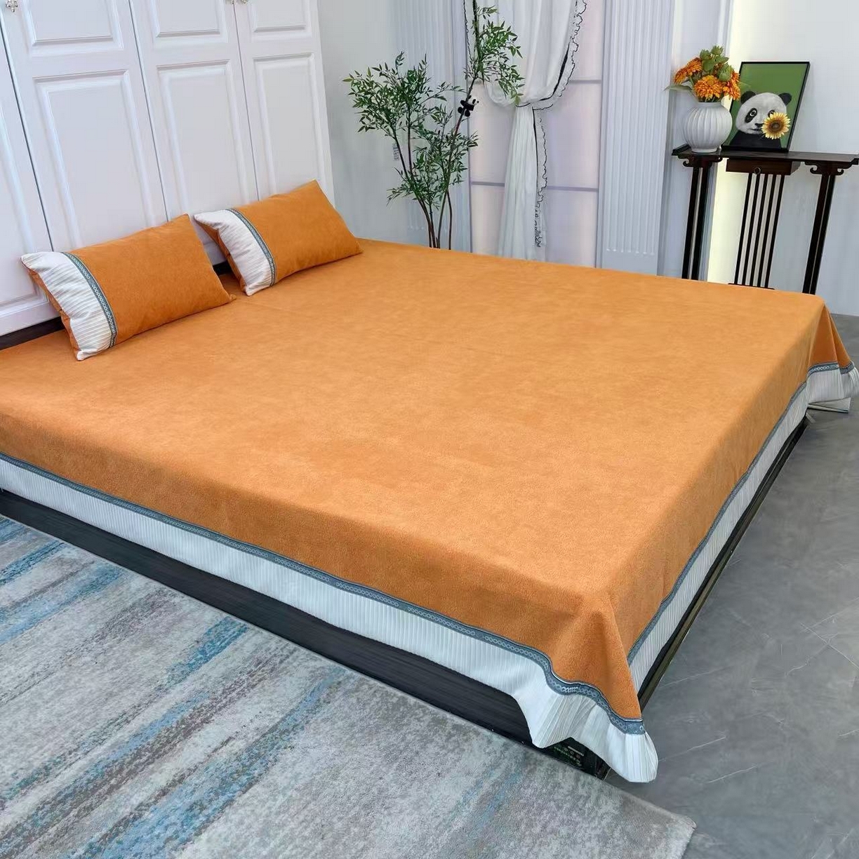 91家纺网 家纺一手货源 找家纺 （总）暖木杨 2025新款雪尼尔柔软亲肤床用床盖四季可用可机洗防滑耐磨-奶茶