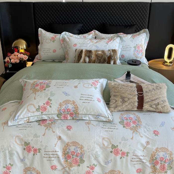 91家纺网 家纺一手货源 找家纺 莱豫家纺 2025新款全棉100%纯棉加厚磨毛四件套 法式香风