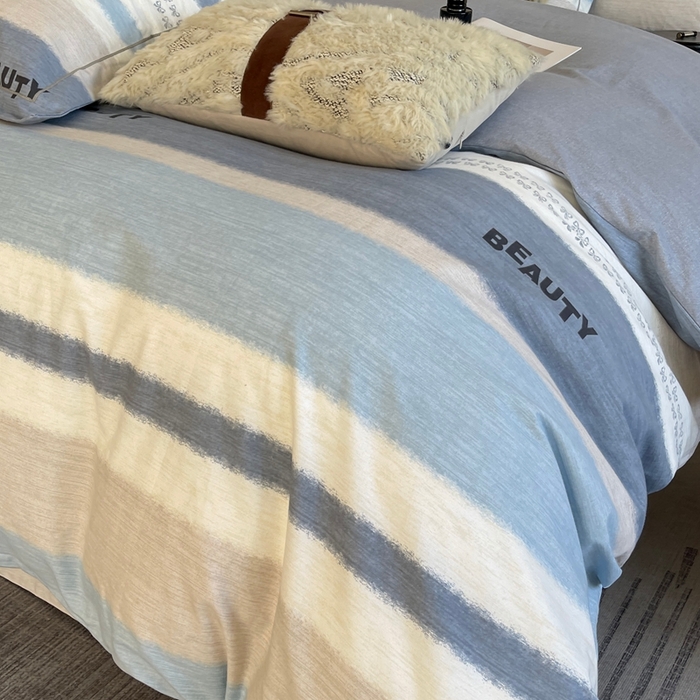 91家纺网 家纺一手货源 找家纺 莱豫家纺 2025新款全棉100%纯棉加厚磨毛四件套 信条主义蓝