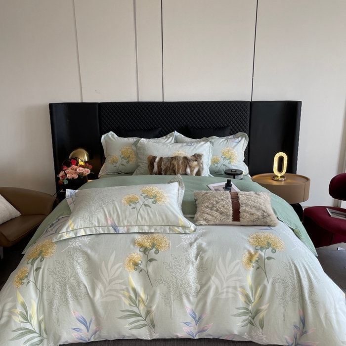 91家纺网 家纺一手货源 找家纺 莱豫家纺 2025新款全棉100%纯棉加厚磨毛四件套 花语绣球