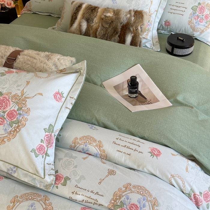 91家纺网 家纺一手货源 找家纺 莱豫家纺 2025新款全棉100%纯棉加厚磨毛四件套 法式香风