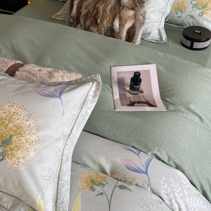 91家纺网 家纺一手货源 找家纺 莱豫家纺 2025新款全棉100%纯棉加厚磨毛四件套 花语绣球