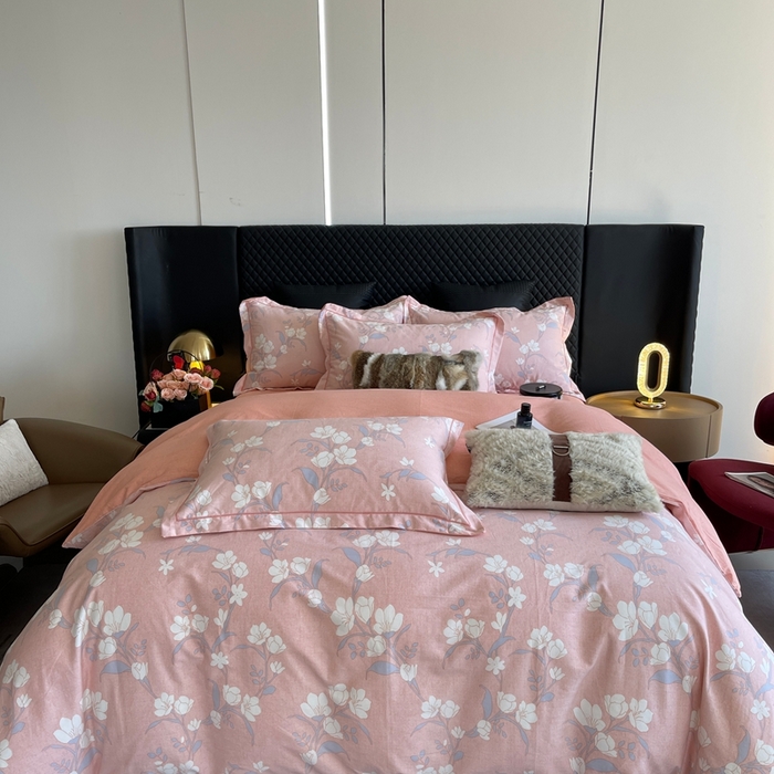 莱豫家纺 2025新款全棉100%纯棉加厚磨毛四件套 瑶花枝