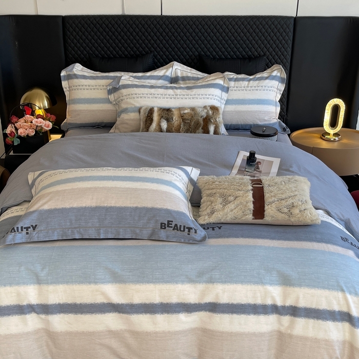 91家纺网 家纺一手货源 找家纺 莱豫家纺 2025新款全棉100%纯棉加厚磨毛四件套 信条主义蓝