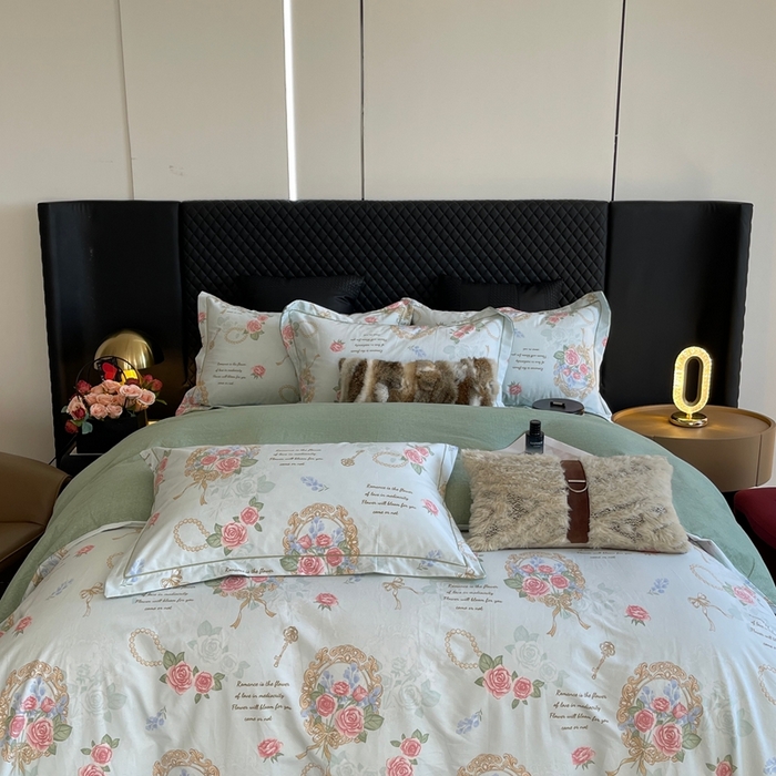 91家纺网 家纺一手货源 找家纺 莱豫家纺 2025新款全棉100%纯棉加厚磨毛四件套 法式香风