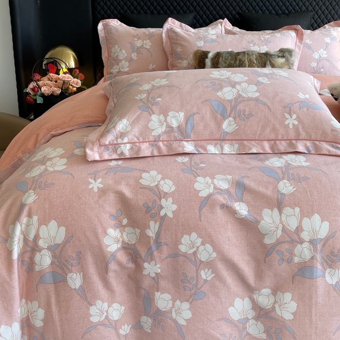 91家纺网 家纺一手货源 找家纺 莱豫家纺 2025新款全棉100%纯棉加厚磨毛四件套 瑶花枝