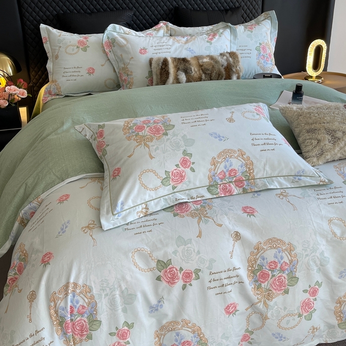 91家纺网 家纺一手货源 找家纺 莱豫家纺 2025新款全棉100%纯棉加厚磨毛四件套 法式香风