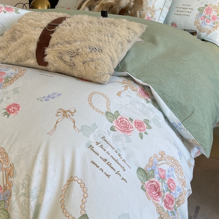 91家纺网 家纺一手货源 找家纺 莱豫家纺 2025新款全棉100%纯棉加厚磨毛四件套 法式香风