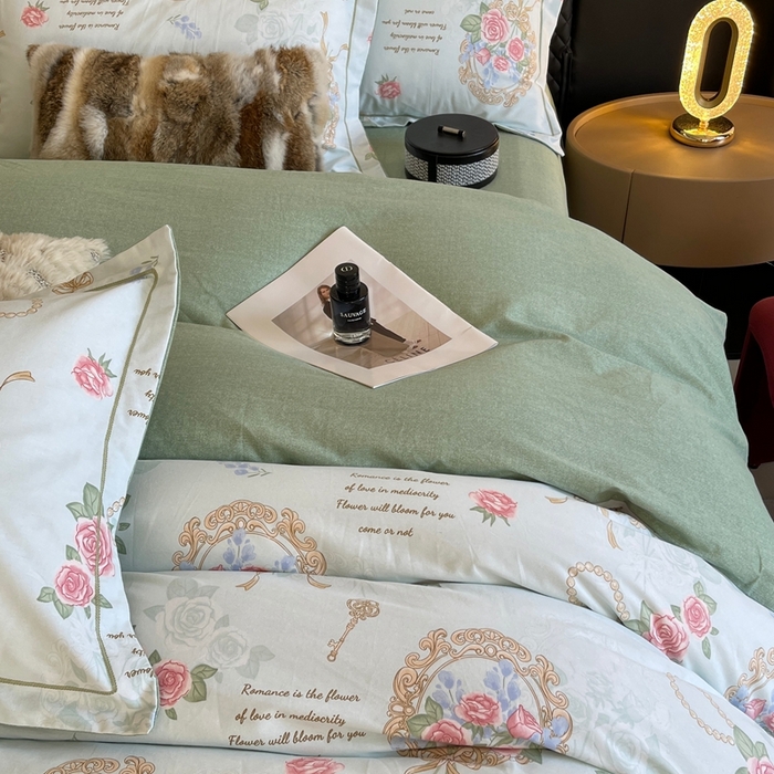 91家纺网 家纺一手货源 找家纺 莱豫家纺 2025新款全棉100%纯棉加厚磨毛四件套 法式香风