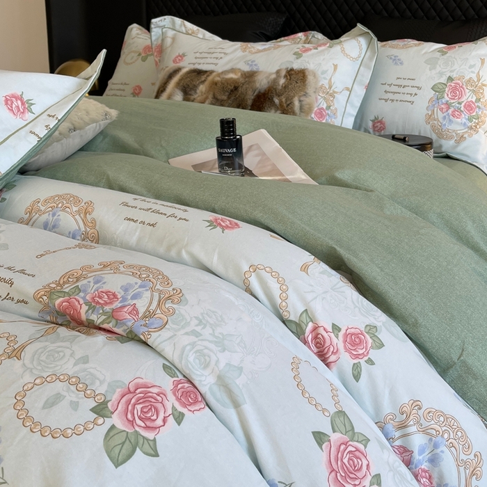 91家纺网 家纺一手货源 找家纺 莱豫家纺 2025新款全棉100%纯棉加厚磨毛四件套 法式香风