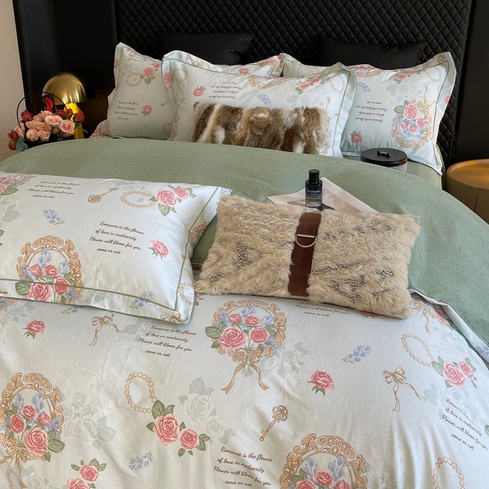 91家纺网 家纺一手货源 找家纺 莱豫家纺 2025新款全棉100%纯棉加厚磨毛四件套 法式香风