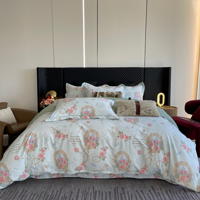 91家纺网 家纺一手货源 找家纺 莱豫家纺 2025新款全棉100%纯棉加厚磨毛四件套 法式香风