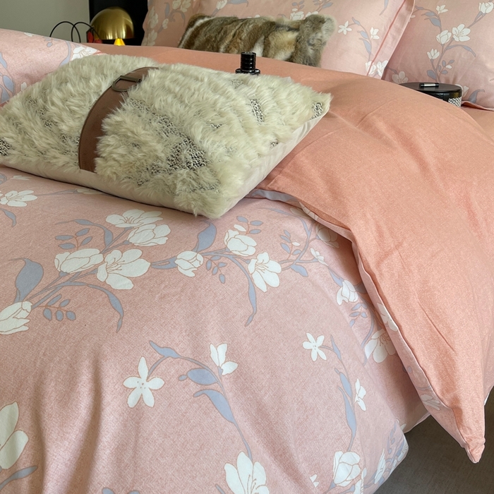 91家纺网 家纺一手货源 找家纺 莱豫家纺 2025新款全棉100%纯棉加厚磨毛四件套 瑶花枝