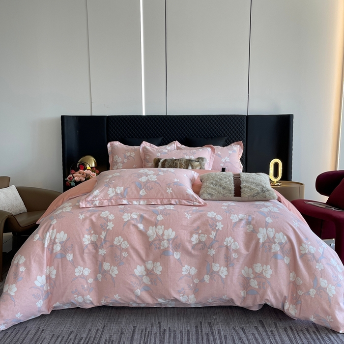 91家纺网 家纺一手货源 找家纺 莱豫家纺 2025新款全棉100%纯棉加厚磨毛四件套 瑶花枝