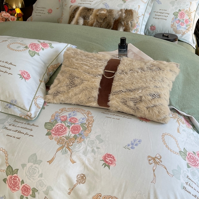 91家纺网 家纺一手货源 找家纺 莱豫家纺 2025新款全棉100%纯棉加厚磨毛四件套 法式香风