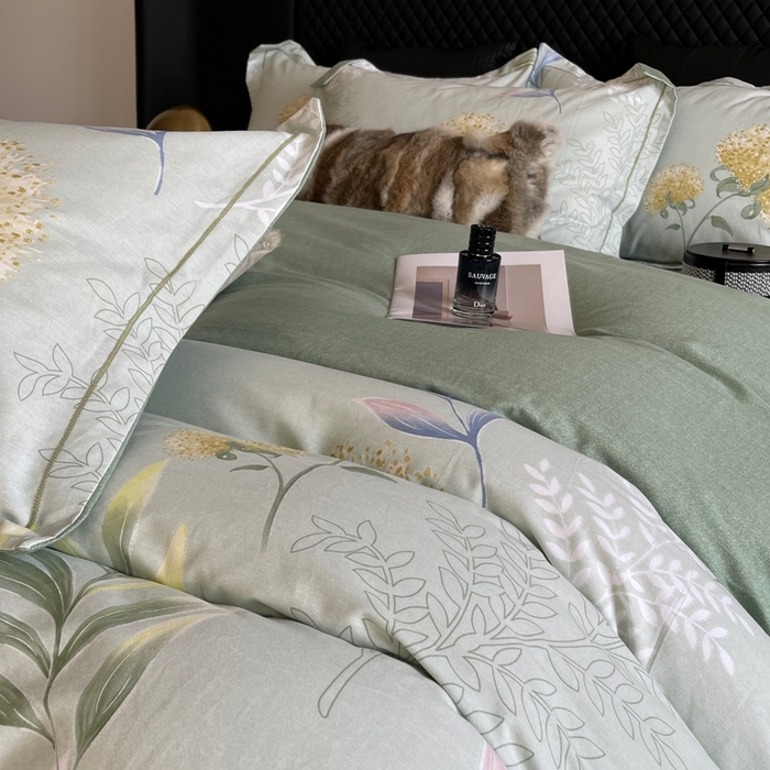 91家纺网 家纺一手货源 找家纺 莱豫家纺 2025新款全棉100%纯棉加厚磨毛四件套 花语绣球