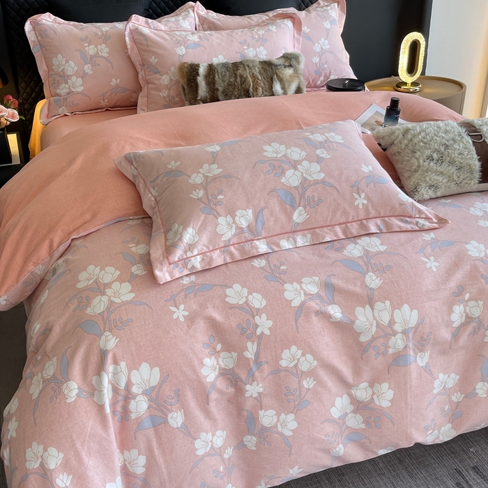 91家纺网 家纺一手货源 找家纺 莱豫家纺 2025新款全棉100%纯棉加厚磨毛四件套 瑶花枝