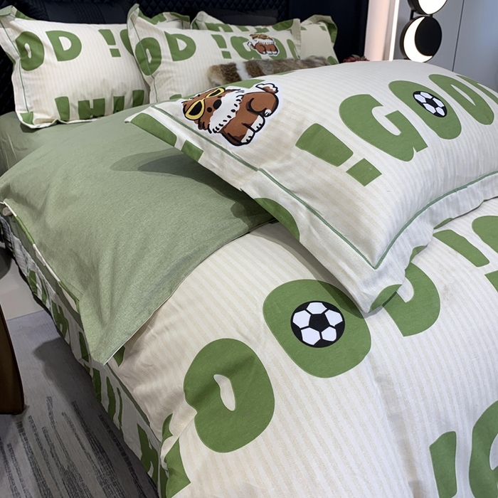 91家纺网 家纺一手货源 找家纺 莱豫家纺 2025新款全棉100%纯棉加厚磨毛四件套 字母狗狗