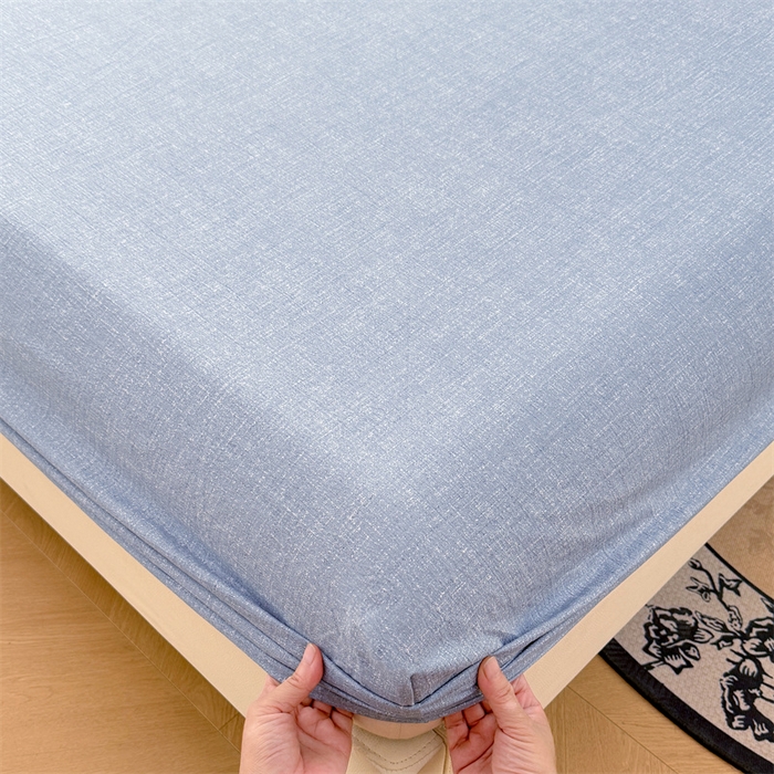 91家纺网 家纺一手货源 找家纺 梦舒羽 2025新款原麻床笠机洗家用防滑透气四季款床罩床垫床单保护套 帝都蓝