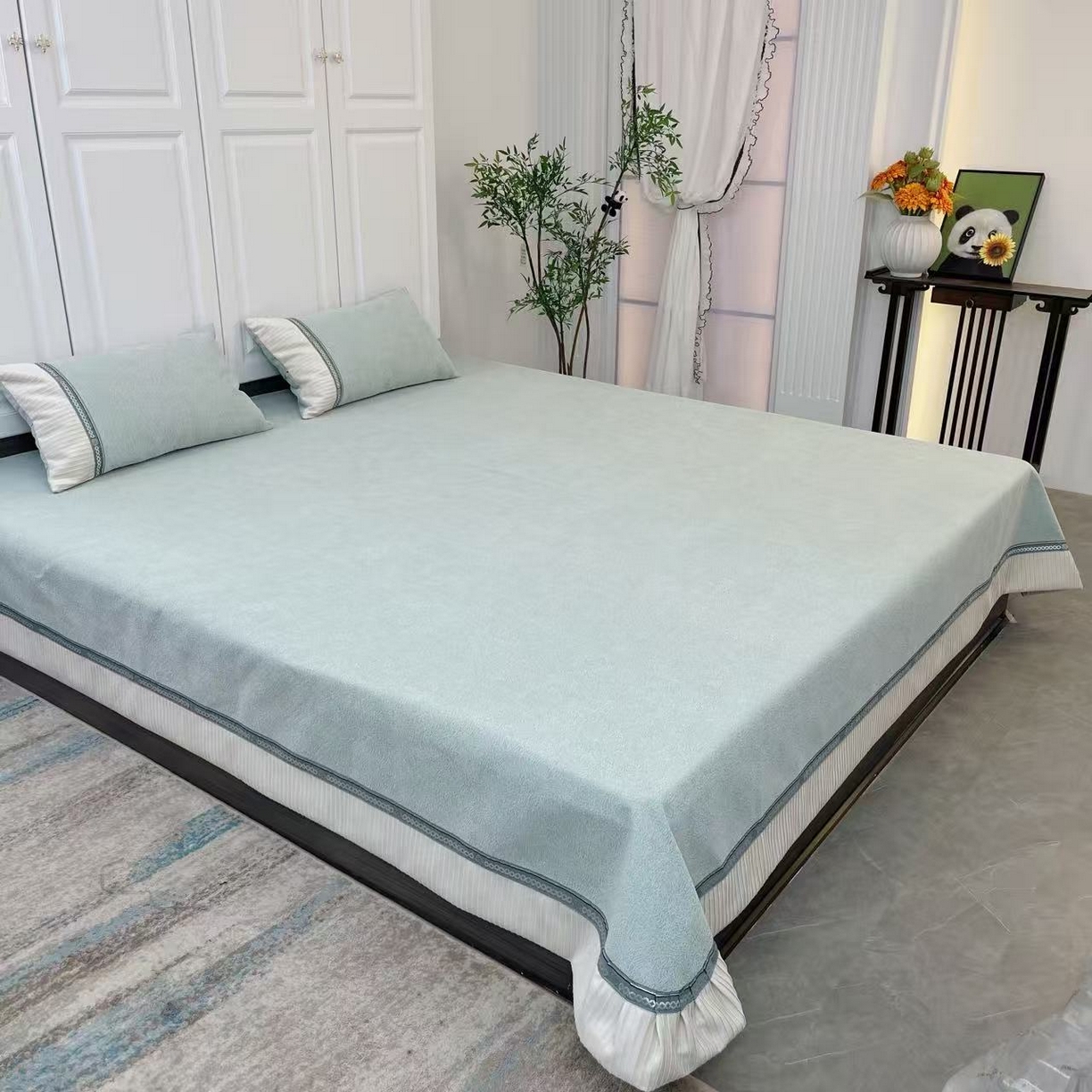 91家纺网 家纺一手货源 找家纺 （总）暖木杨 2025新款雪尼尔柔软亲肤床用床盖四季可用可机洗防滑耐磨-奶茶