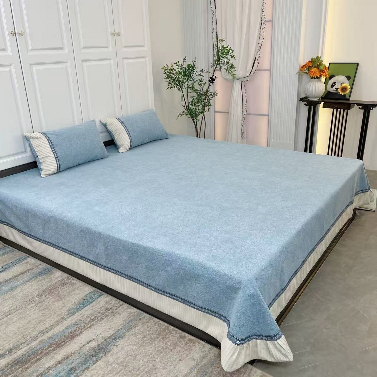 91家纺网 家纺一手货源 找家纺 （总）暖木杨 2025新款雪尼尔柔软亲肤床用床盖四季可用可机洗防滑耐磨-奶茶