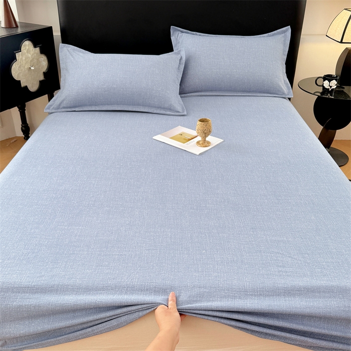 梦舒羽 2025新款原麻床笠机洗家用防滑透气四季款床罩床垫床单保护套 帝都蓝