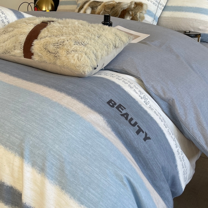 91家纺网 家纺一手货源 找家纺 莱豫家纺 2025新款全棉100%纯棉加厚磨毛四件套 信条主义蓝