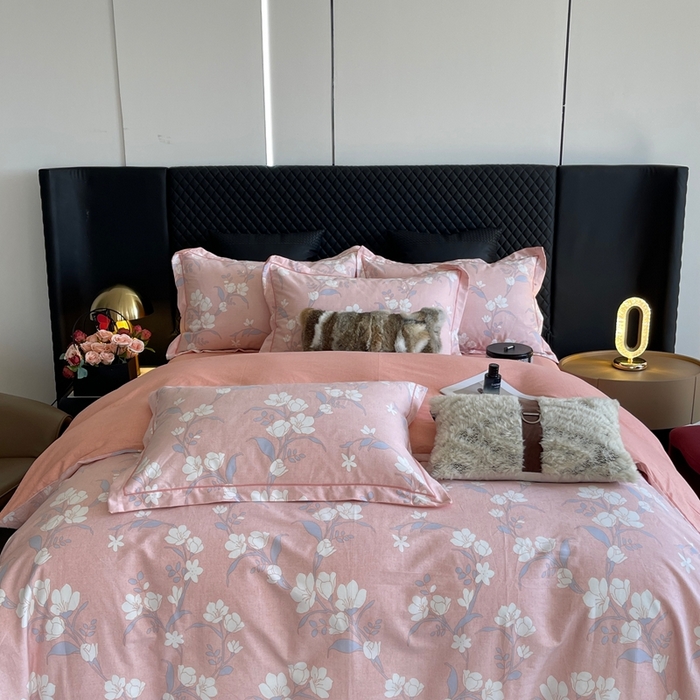 91家纺网 家纺一手货源 找家纺 莱豫家纺 2025新款全棉100%纯棉加厚磨毛四件套 瑶花枝