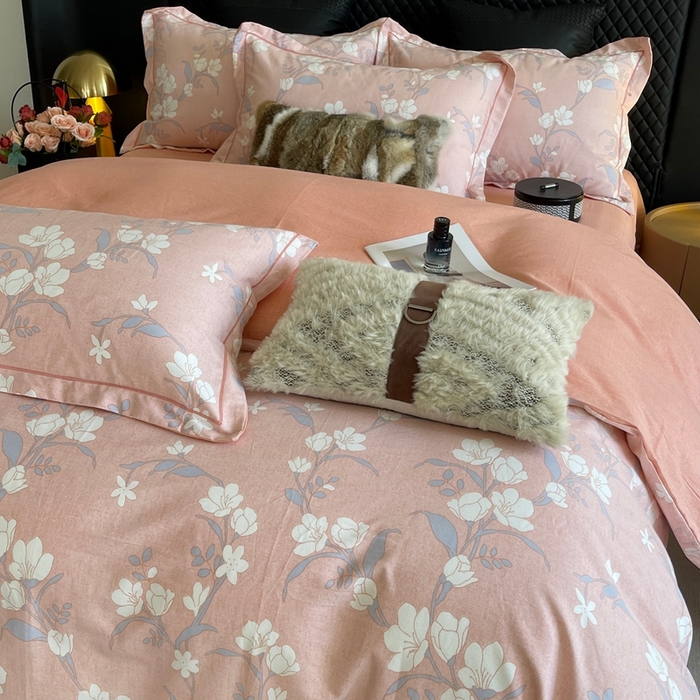 91家纺网 家纺一手货源 找家纺 莱豫家纺 2025新款全棉100%纯棉加厚磨毛四件套 瑶花枝