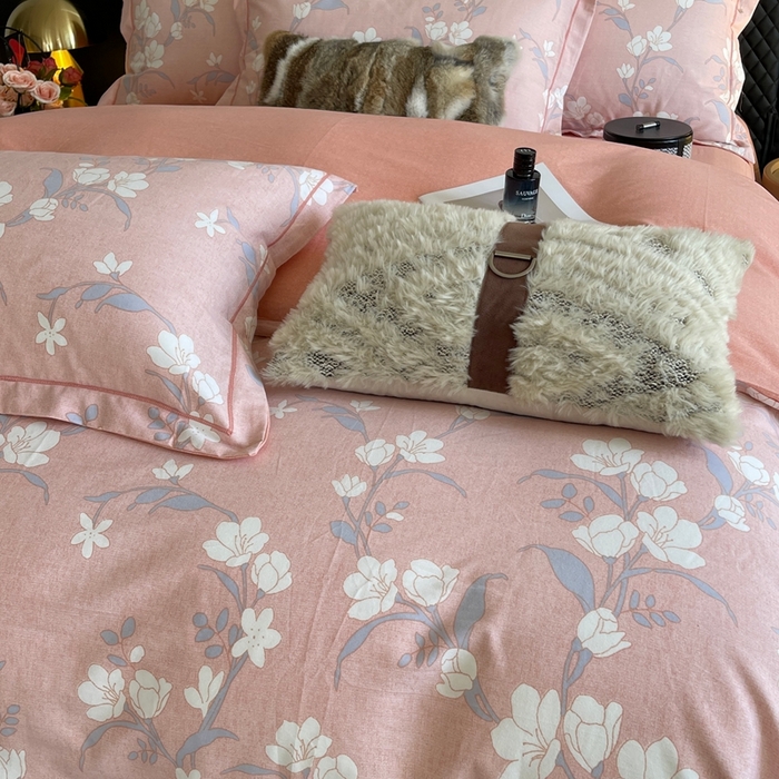 91家纺网 家纺一手货源 找家纺 莱豫家纺 2025新款全棉100%纯棉加厚磨毛四件套 瑶花枝