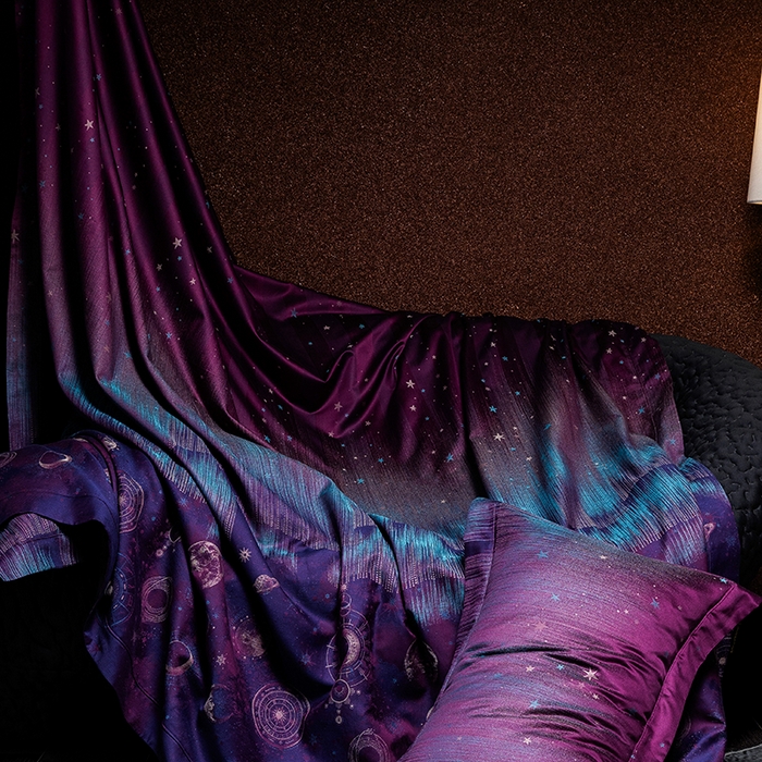 91家纺网 家纺一手货源 找家纺 （总）黑白森林 2025新款100S全棉纯棉双股色经色纬大提花四件套