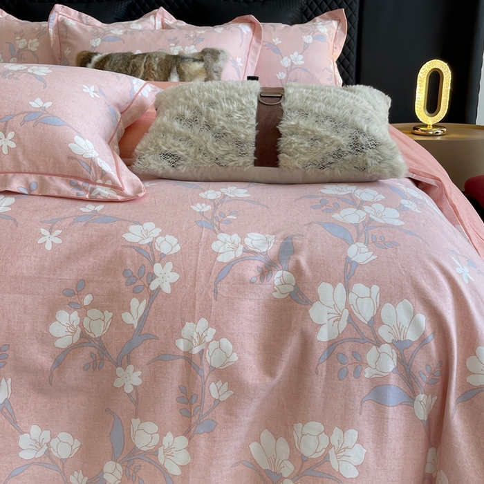 91家纺网 家纺一手货源 找家纺 莱豫家纺 2025新款全棉100%纯棉加厚磨毛四件套 瑶花枝