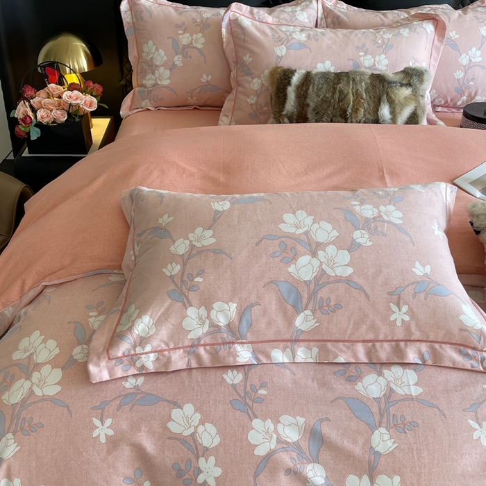 91家纺网 家纺一手货源 找家纺 莱豫家纺 2025新款全棉100%纯棉加厚磨毛四件套 瑶花枝