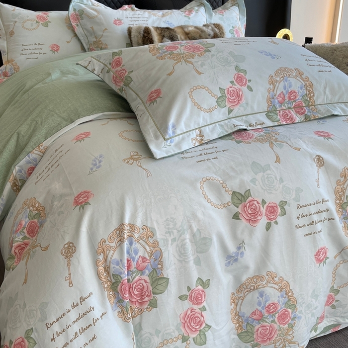 91家纺网 家纺一手货源 找家纺 莱豫家纺 2025新款全棉100%纯棉加厚磨毛四件套 法式香风