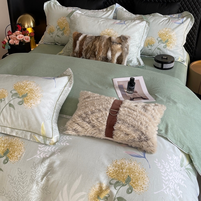 91家纺网 家纺一手货源 找家纺 莱豫家纺 2025新款全棉100%纯棉加厚磨毛四件套 花语绣球