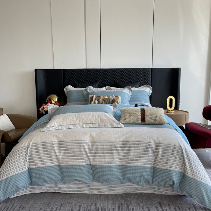 91家纺网 家纺一手货源 找家纺 莱豫家纺 2025新款全棉100%纯棉加厚磨毛四件套 亚马逊蓝