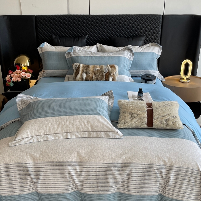 91家纺网 家纺一手货源 找家纺 莱豫家纺 2025新款全棉100%纯棉加厚磨毛四件套 亚马逊蓝