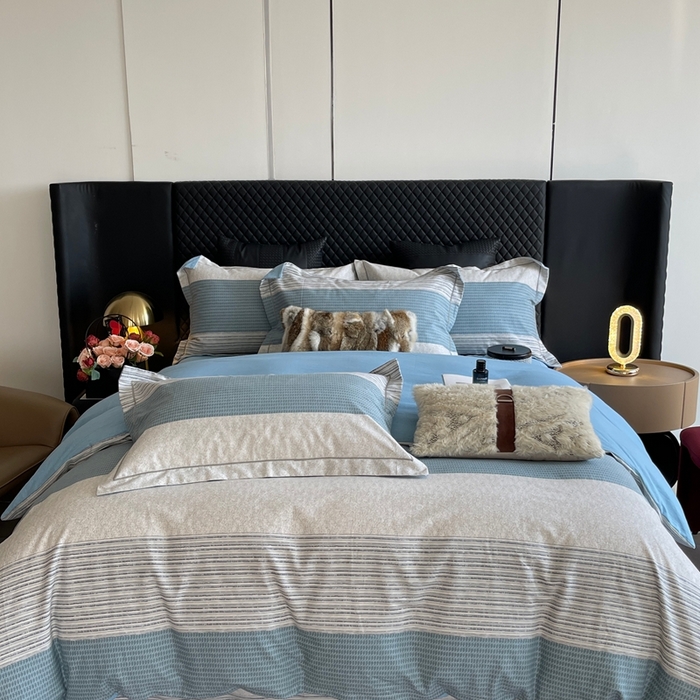 91家纺网 家纺一手货源 找家纺 莱豫家纺 2025新款全棉100%纯棉加厚磨毛四件套 亚马逊蓝