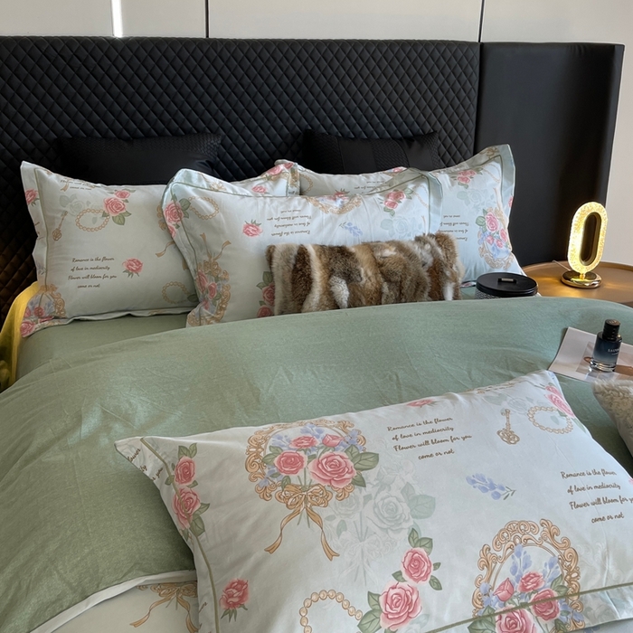 91家纺网 家纺一手货源 找家纺 莱豫家纺 2025新款全棉100%纯棉加厚磨毛四件套 法式香风