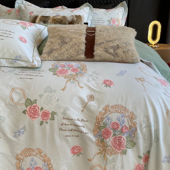 91家纺网 家纺一手货源 找家纺 莱豫家纺 2025新款全棉100%纯棉加厚磨毛四件套 法式香风