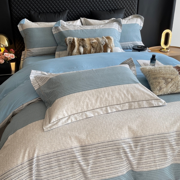 91家纺网 家纺一手货源 找家纺 莱豫家纺 2025新款全棉100%纯棉加厚磨毛四件套 亚马逊蓝