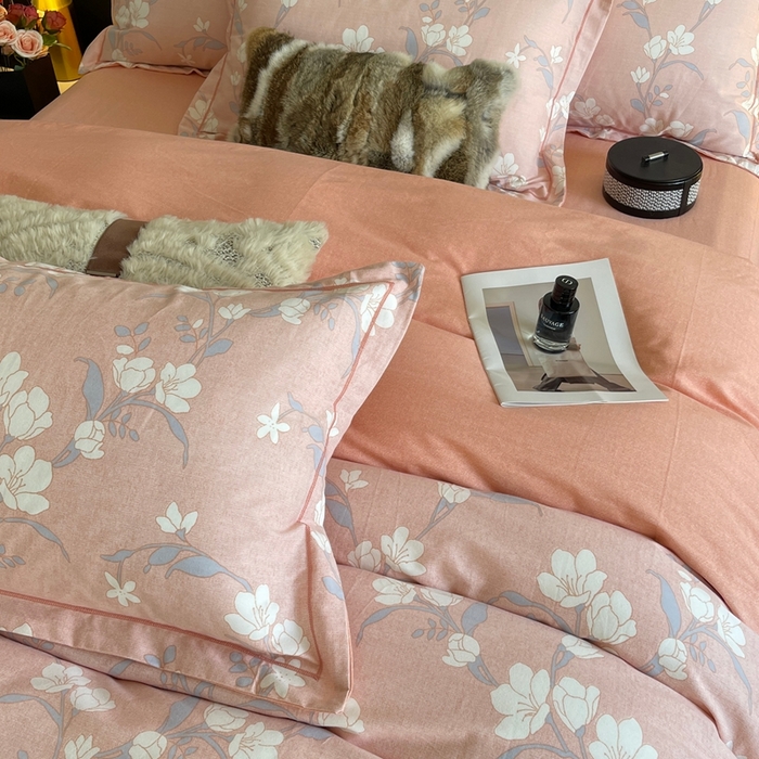 91家纺网 家纺一手货源 找家纺 莱豫家纺 2025新款全棉100%纯棉加厚磨毛四件套 瑶花枝