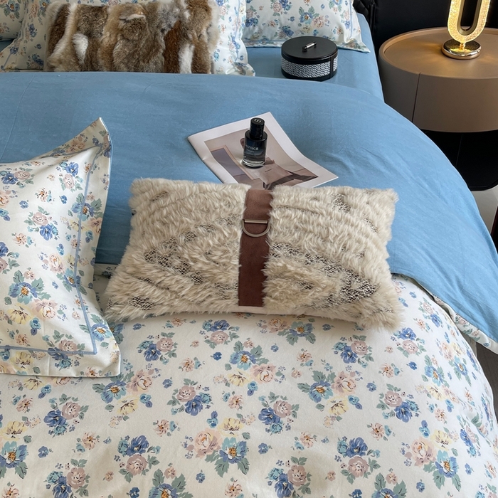 91家纺网 家纺一手货源 找家纺 莱豫家纺 2025新款全棉100%纯棉加厚磨毛四件套 花意蓝