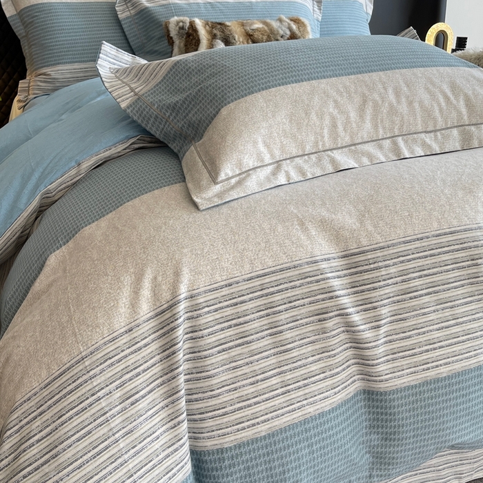 91家纺网 家纺一手货源 找家纺 莱豫家纺 2025新款全棉100%纯棉加厚磨毛四件套 亚马逊蓝