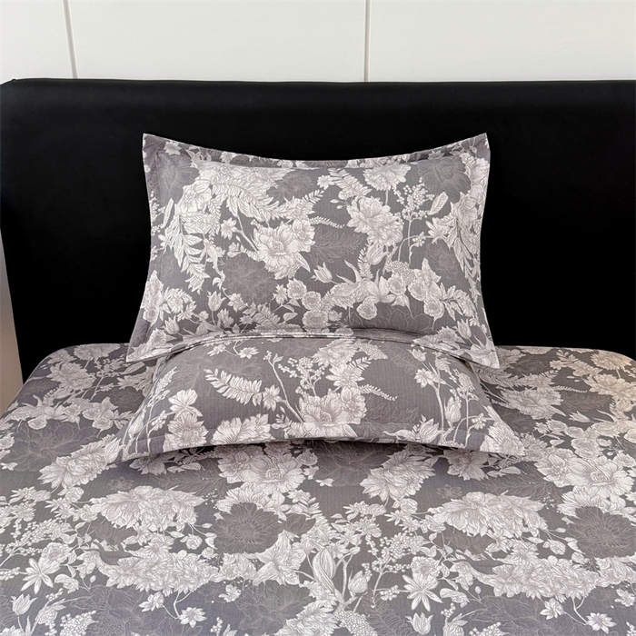 91家纺网 家纺一手货源 找家纺 梦舒羽 2025新款原麻床笠机洗家用防滑透气四季款床罩床垫床单保护套 浮绘花影-白